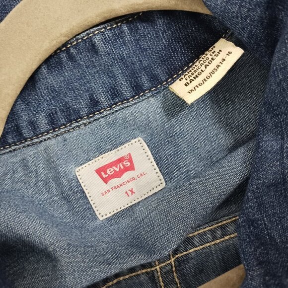 LEVI'S Snap Button-Down Denim Dress women's long sleeve 1X cowgirl western - Picture 6 of 6